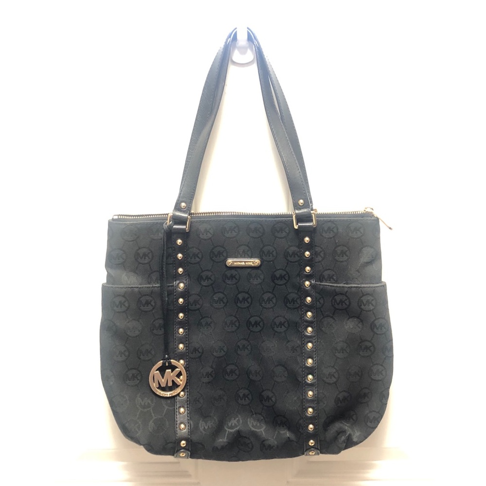 Black cloth Michael Kors tote with gold studs